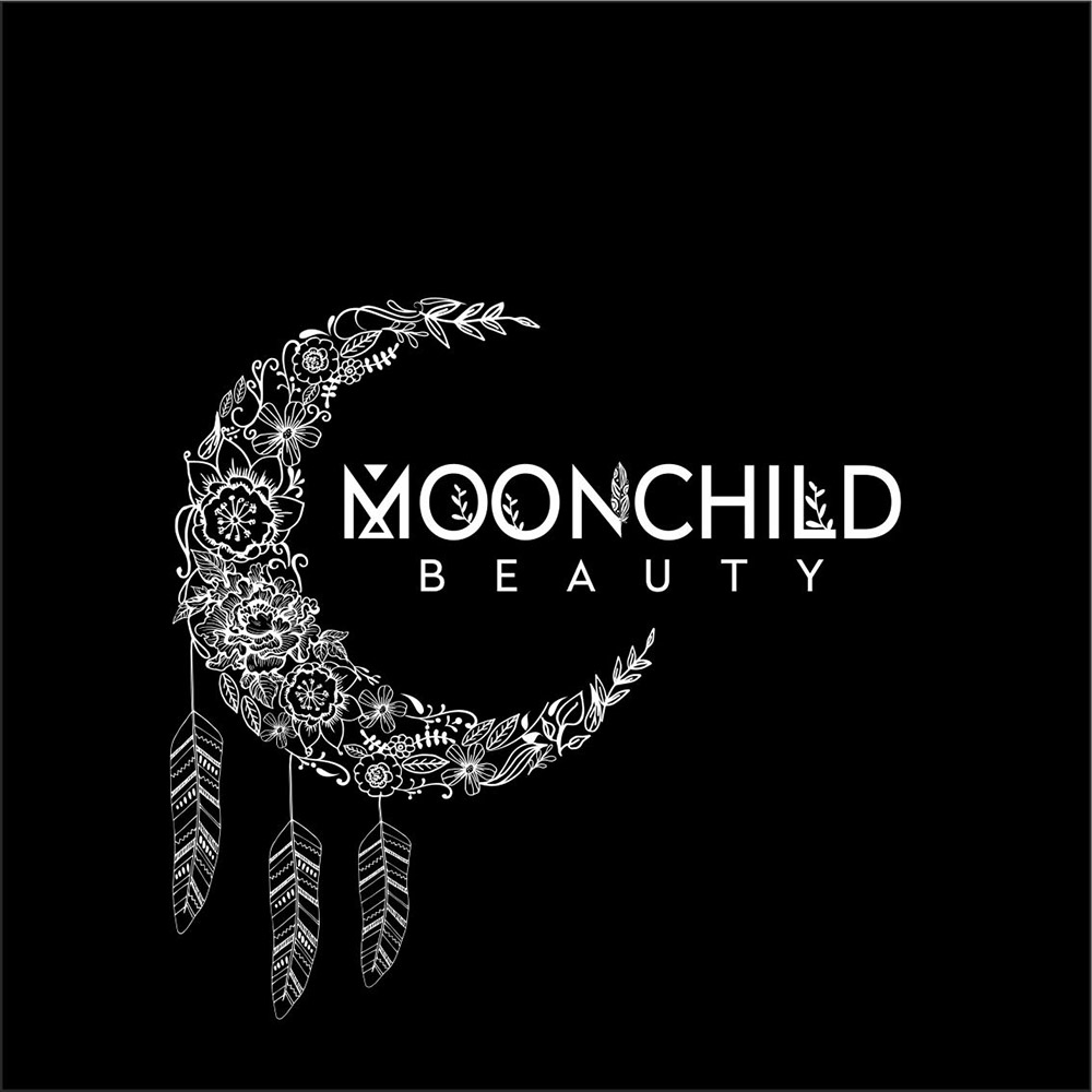 Moonchild Beauty original logo artwork with a decorative crescent